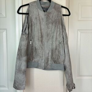 BNCI by Blanc Noir Faux Suede Cold-Shoulder BomberWomen’s Size Small Sample